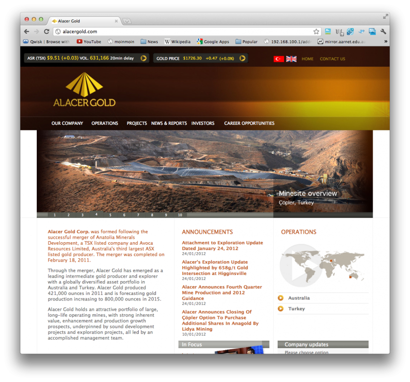 Alacer Gold corporate site