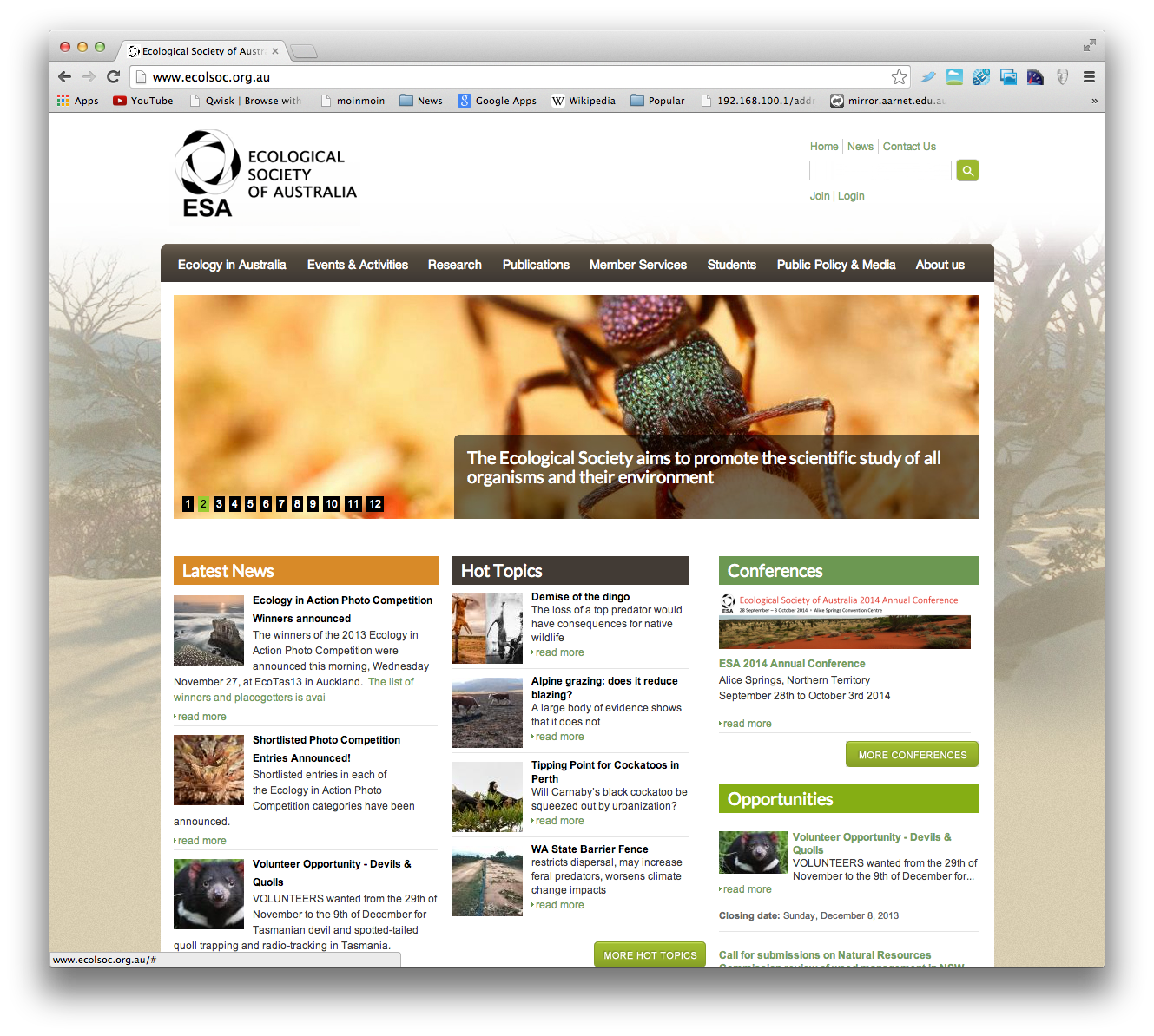 Ecological Society Home Page