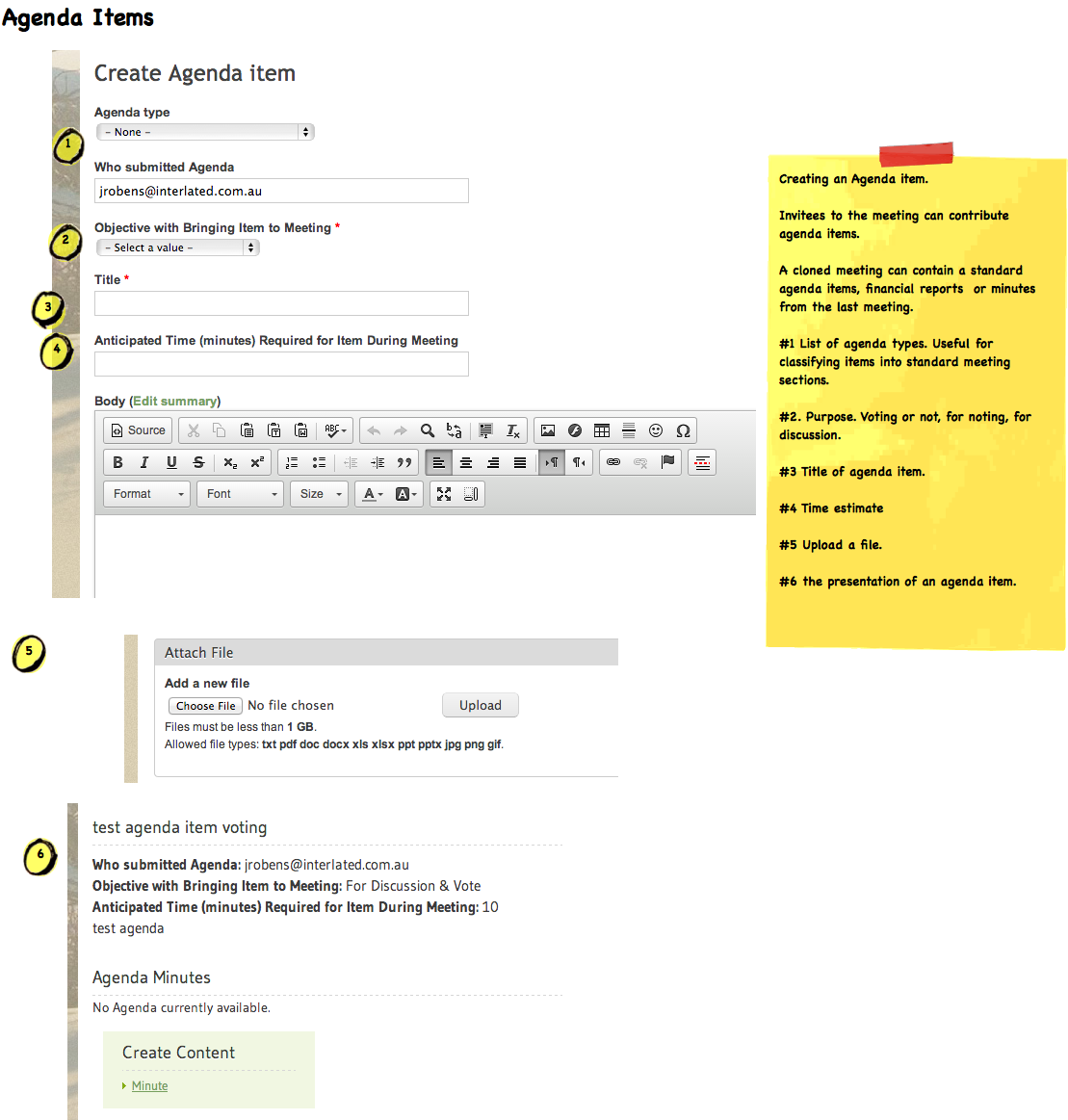 Meeting Agenda Item overview