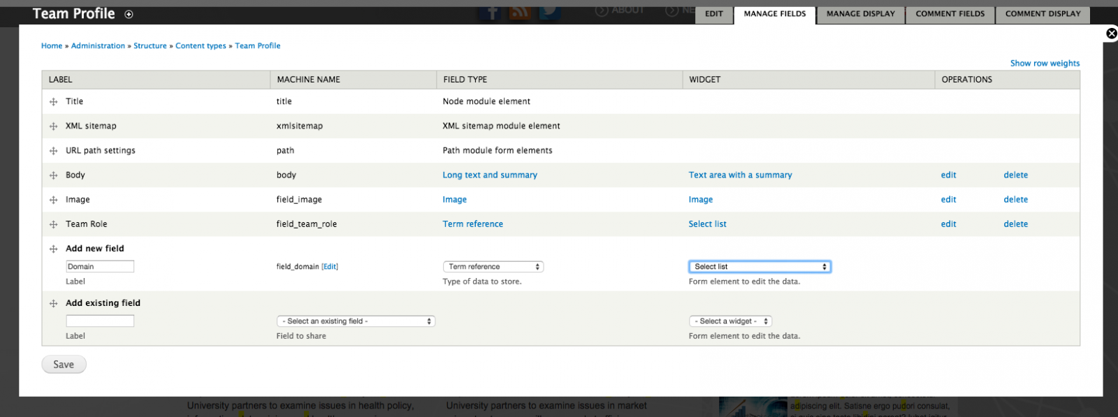 Search facet content type setup