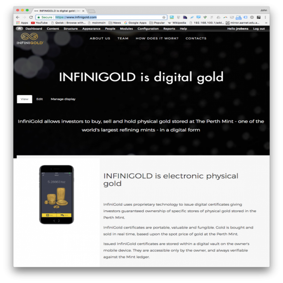 Infinigold website screen grab