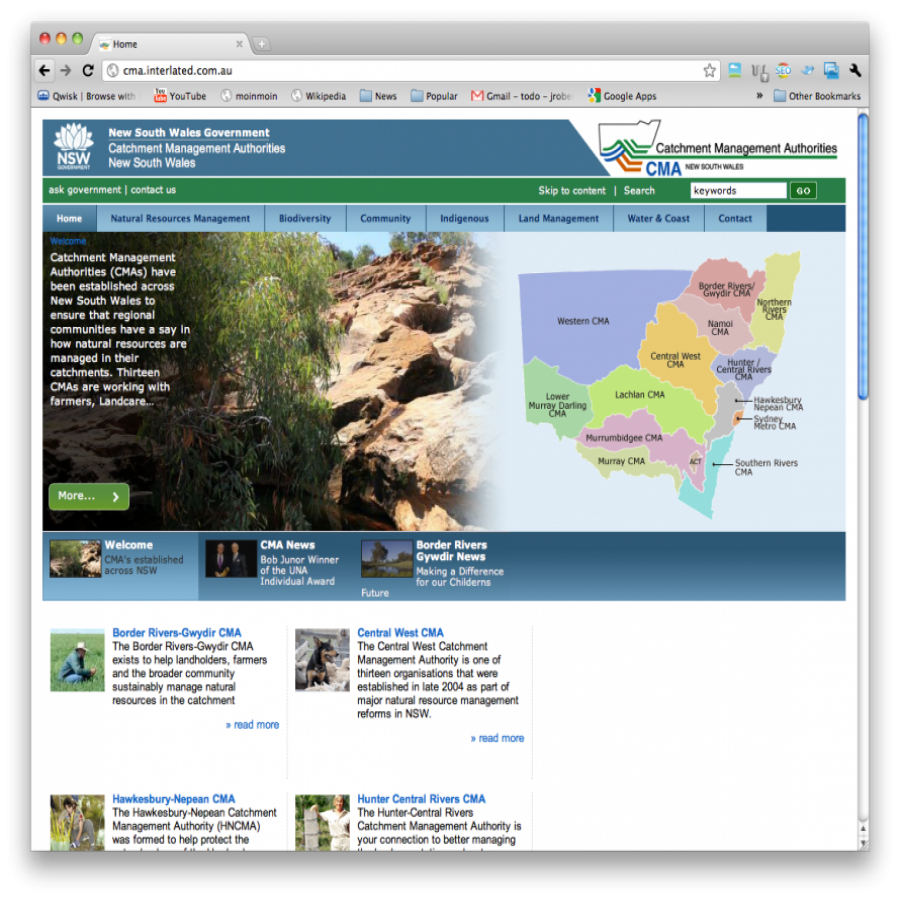 NSW Catchment Management Authority screen grab