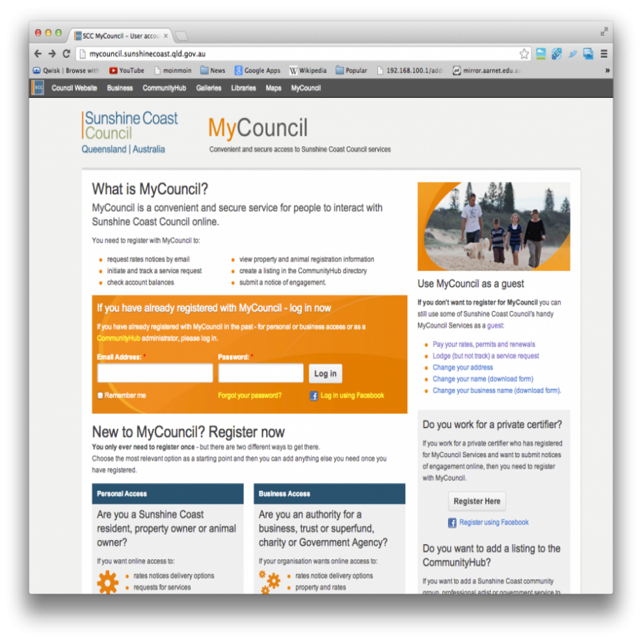 Sunshine Coast My Council screen grab